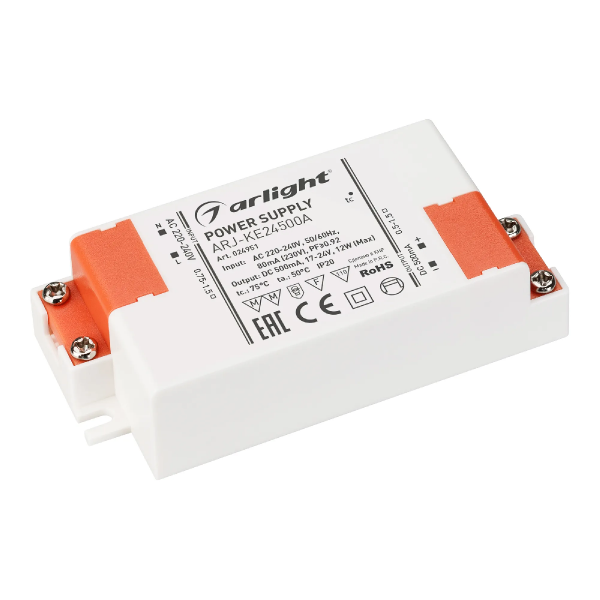 Блок питания ARJ-KE24500A (12W, 500mA, PFC) (Arlight, IP20 Пластик, 5 лет) 024951