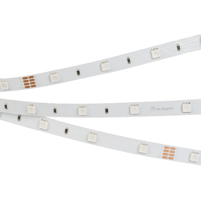 Светодиодная лента RT-B30-10mm 24V RGB (7.2 W/m, IP20, 5060, 5m) (Arlight, Открытый) 022066(2)