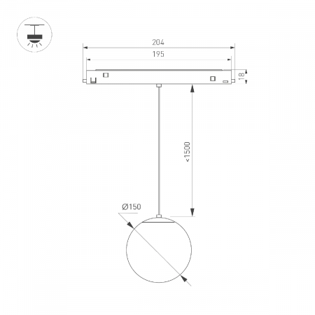 Светильник MAG-ORIENT-SFERO-HANG-R150-10W Day4000 (BK, 300 deg, 48V) (Arlight, IP20 Металл, 5 лет) 035759