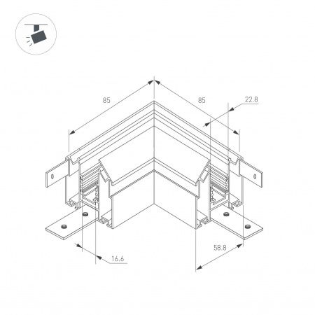 Коннектор угловой MAG-ORIENT-CON-2653-STR-G-L90 (BK) (Arlight, Металл) 054168(1)