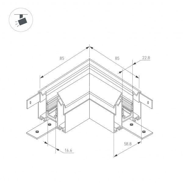 Коннектор угловой MAG-ORIENT-CON-2653-STR-G-L90 (BK) (Arlight, Металл) 054168(1)