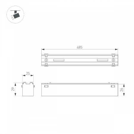 Светильник MAG-VIBE-FLAT-L485-24W Warm3000 (BK, 100 deg, 48V) (Arlight, IP20 Металл, 5 лет) 044437