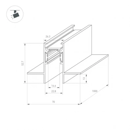 Трек встраиваемый MAG-ORIENT-TRACK-2653-FDW-1000 (BK, FLAT) (Arlight, IP20 Металл, 3 года) 041436
