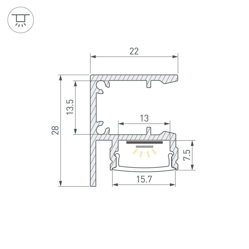 Профиль WALL-2228-2000 ANOD (Arlight, Алюминий) 050466