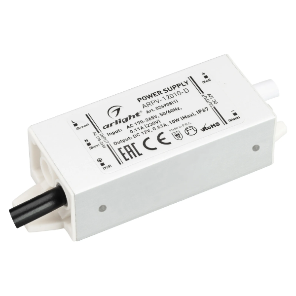 Блок питания ARPV-12010-D (12V, 0.83A, 10W) (Arlight, IP67 Металл, 3 года) 026908(1)
