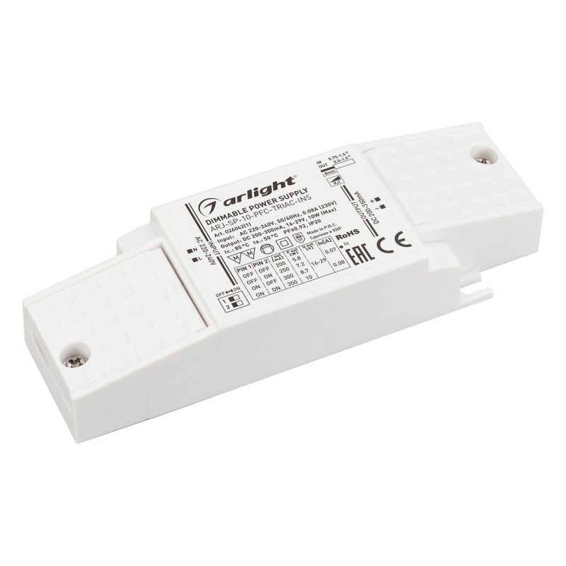 Блок питания ARJ-SP-10-PFC-TRIAC-INS (10W, 16-29V, 0.2-0.35A) (Arlight, IP20 Пластик, 5 лет) 026042(1)