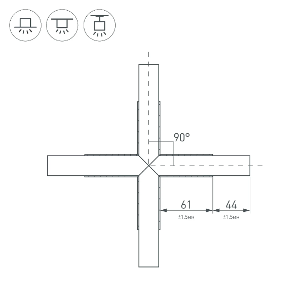 Крестовина PLS-LOCK-H25-Х90 (с экраном MAT-L) (Arlight, Металл) 026244