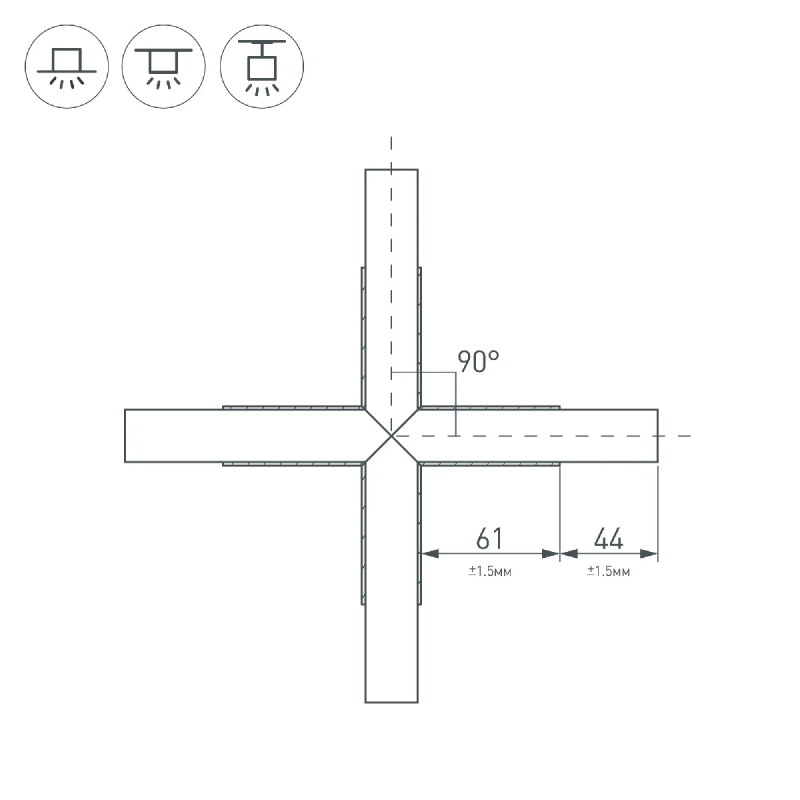 Крестовина PLS-LOCK-H25-Х90 (с экраном MAT-L) (Arlight, Металл) 026244