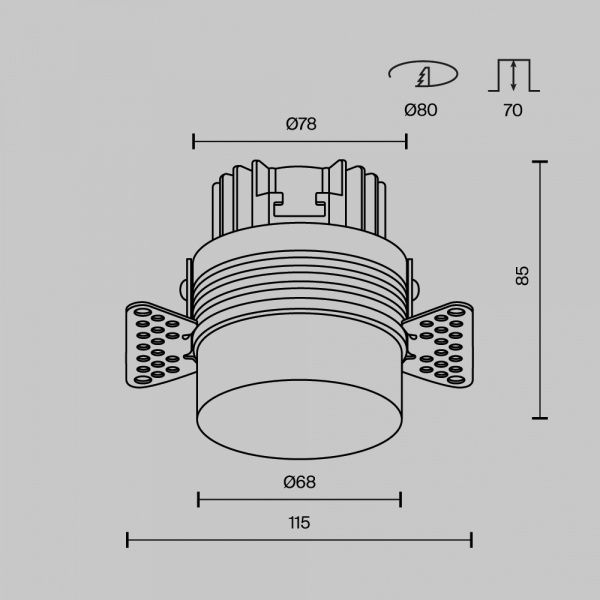Встраиваемый светильник Technical DL065-12W3K-TRS-W