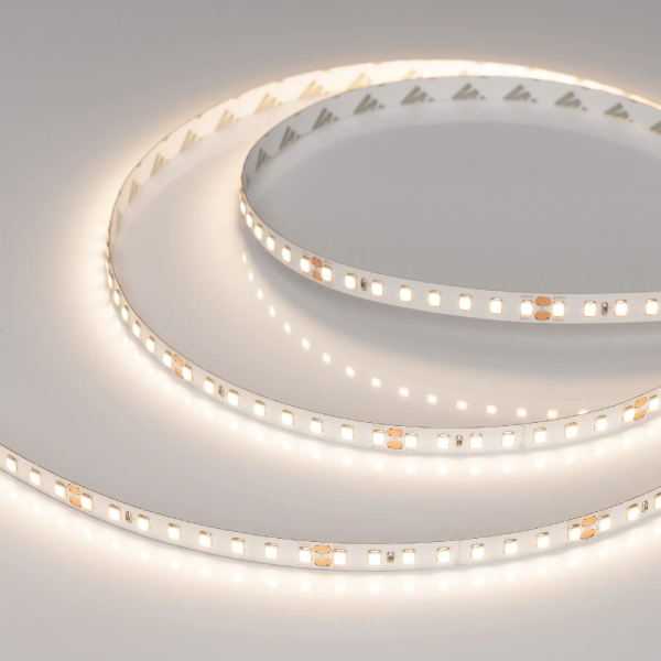 Светодиодная лента RT-A128-8mm 24V Warm3500 (10 W/m, IP20, 5m) (Arlight, высок.эфф.150 лм/Вт) 038757(1)