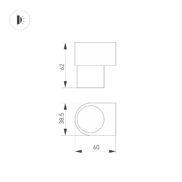 Светильник SP-SPICY-WALL-MINI-S60x39-3W Day4000 (WH, 40 deg, 230V) (Arlight, IP20 Металл, 3 года) 035539