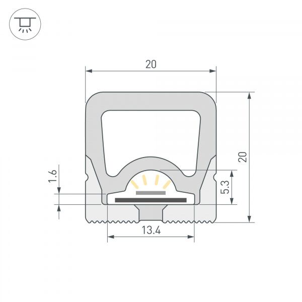 Силиконовый профиль WPH-FLEX-2020-TOP-S13-20m WHITE (Arlight, Силикон) 062837