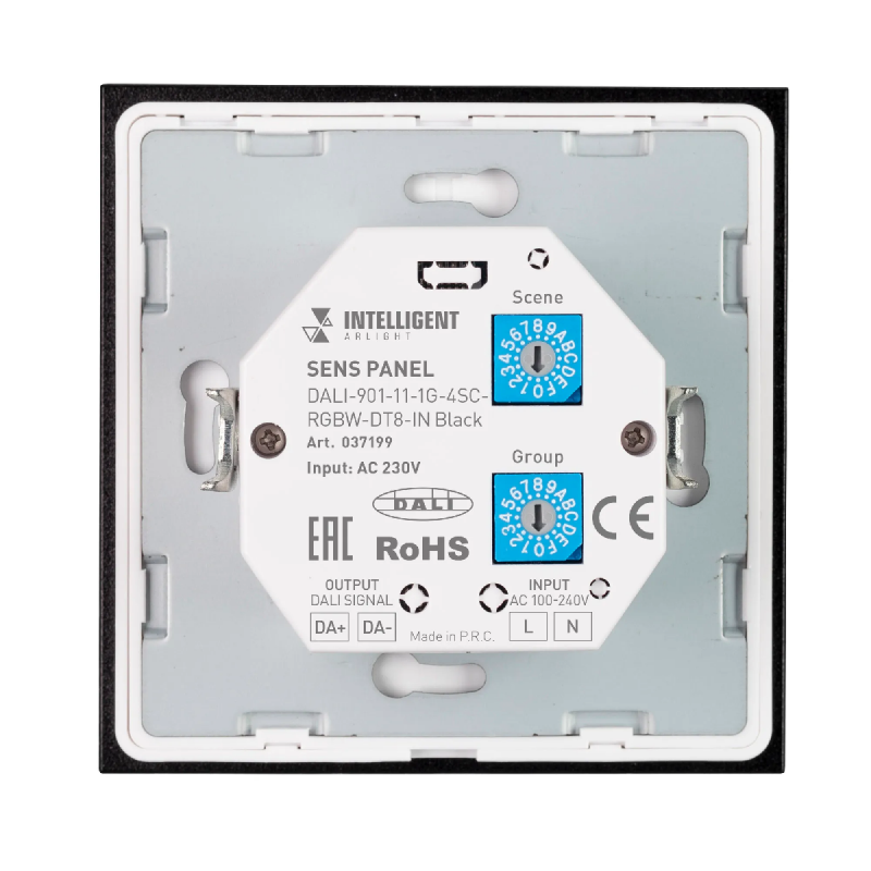 INTELLIGENT ARLIGHT Сенсорная панель DALI-901-11-1G-4SC-RGBW-DT8-IN Black (BUS/230V) (IARL, IP20 Пластик, 3 года) 037199