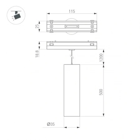 Светильник MAG-VIBE-SPOT-HANG-R35-10W Warm3000 (BK, 24 deg, 48V) (Arlight, IP20 Металл, 5 лет) 044468
