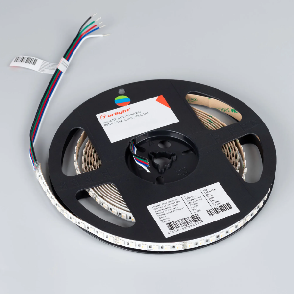 Светодиодная лента RT-H120-10mm 24V RGBW-Warm-4-in-1 (25 W/m, IP20, 4040, 5m) (Arlight, Открытый) 048746