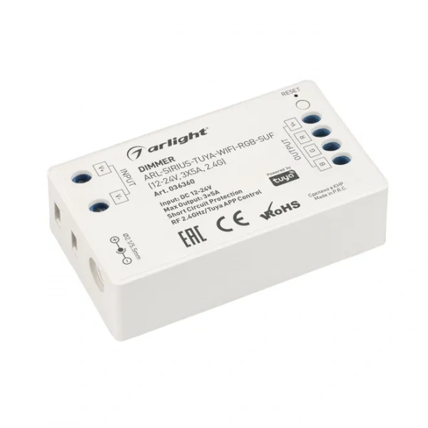 Диммер ARL-SIRIUS-TUYA-WIFI-RGB-SUF (12-24V, 3x5A, 2.4G) (Arlight, Контроллер) 036360