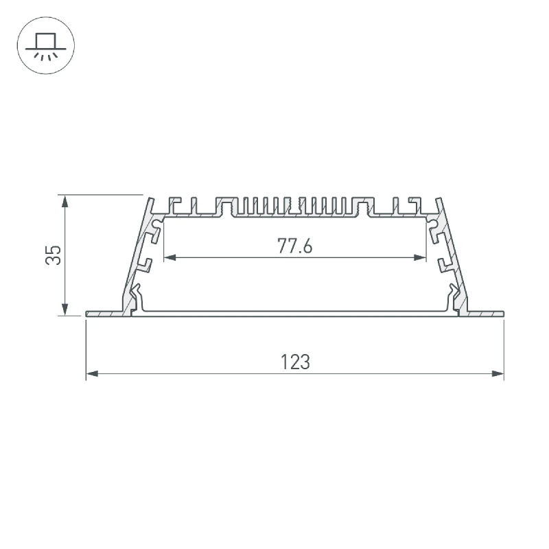 Профиль с экраном ARH-POWER-W120-F-2000 ANOD (Arlight, Алюминий) 027928