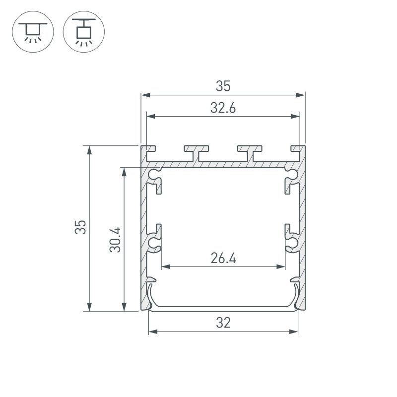 Профиль LINE-М-3535-2000 WHITE (Arlight, Алюминий) 054171