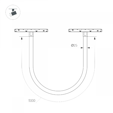Светильник MAG-ORIENT-TUBE-ELASTIC-R25-L5000-70W Day4000 (BK, 360 deg, 48V) (Arlight, IP20 Металл, 3 года) 044338