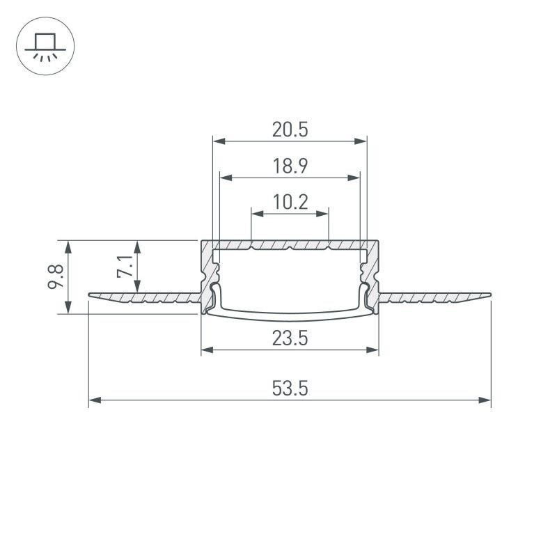 Профиль FANTOM-W20-H10-3000 ANOD (Arlight, Алюминий) 062556