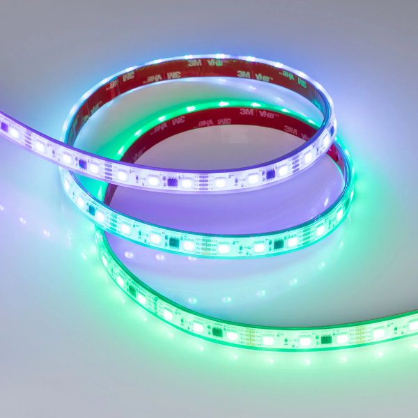 Светодиодная лента герметичная SPI-PFS-B60-12mm 12V RGB-PX3-BPT (12 W/m, IP68, 5060, 5m) (Arlight, бегущий огонь) 039177