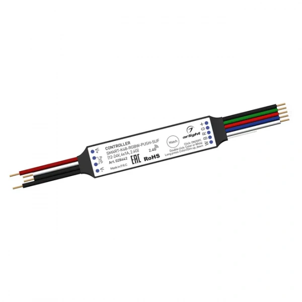 Контроллер SMART-K48-RGBW-PUSH-SUF (12-24V, 4x1A, 2.4G) (Arlight, Пластик) 028442