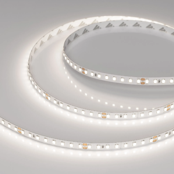 Светодиодная лента RT-A128-8mm 24V Day5000 (9.6 W/m, IP20, 2835, 5m) (Arlight, высок.эфф.150 лм/Вт) 038756