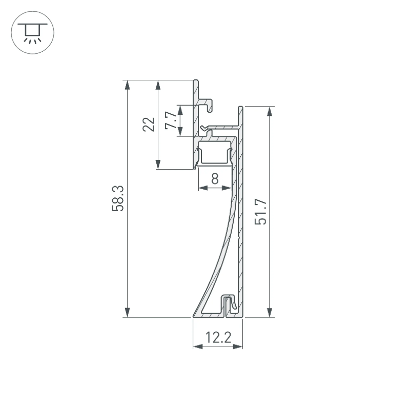 Профиль PLINTUS-H58-F-2000 WHITE (Arlight, Алюминий) 045297