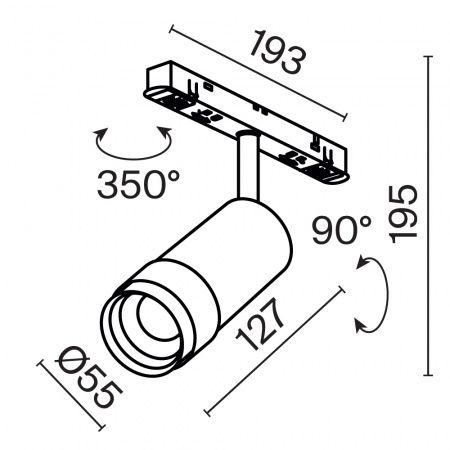 Трековый светильник Technical TR212-4-12WTW-DD2-Z-B