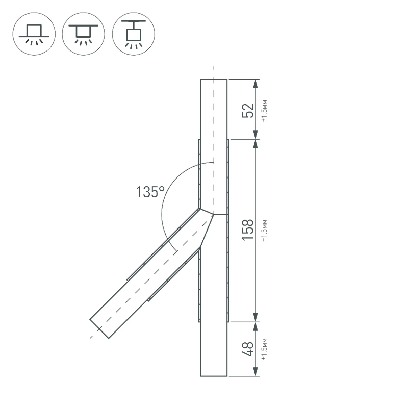 Тройник PLS-LOCK-H25-T135R правый (с экраном MAT-L) (Arlight, Металл) 026242