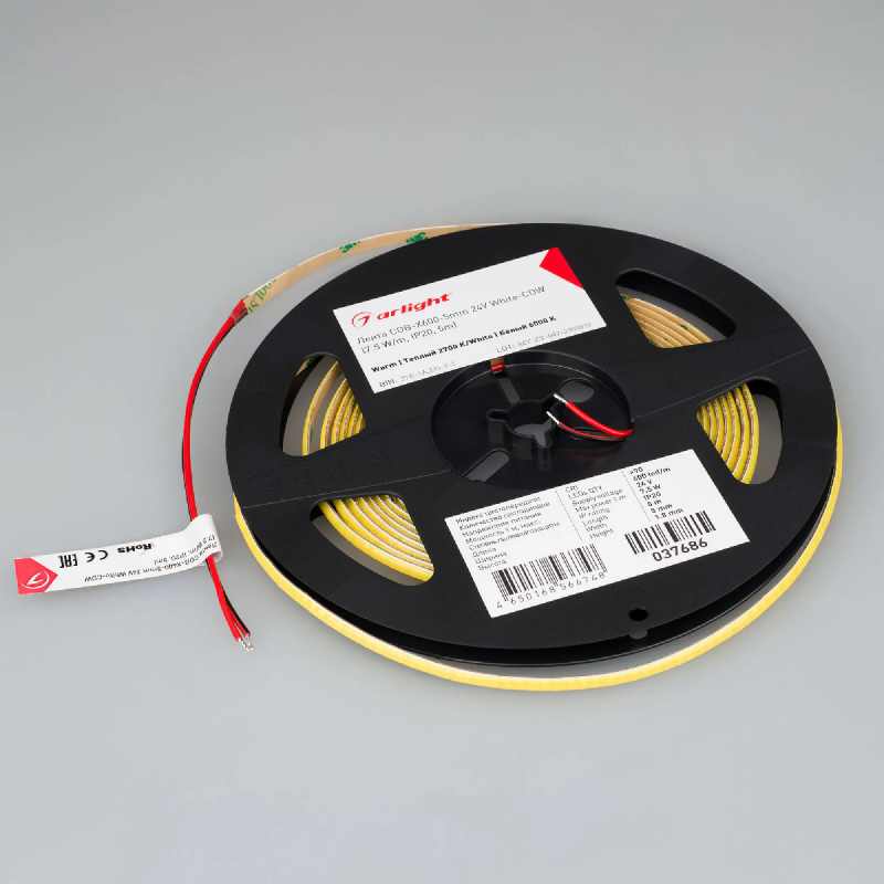 Светодиодная лента COB-X600-5mm 24V White-CDW (7.5 W/m, IP20, 5m) (Arlight, -) 037686