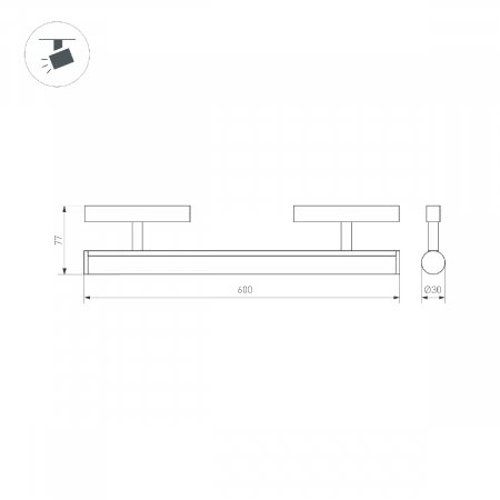 Светильник MAG-ORIENT-TUBE-CORNER-L600-20W Day4000 (BK, 180 deg, 48V) (Arlight, IP20 Металл, 5 лет) 037348