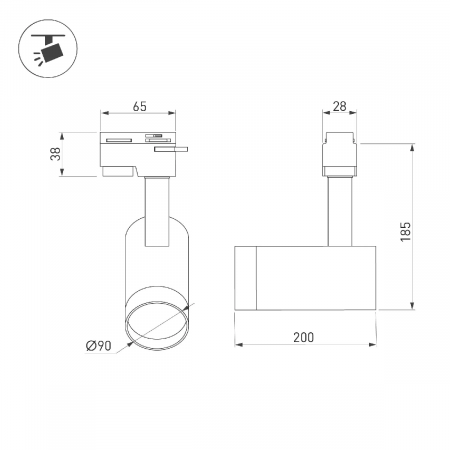 Светильник LGD-GERA-2TR-R90-30W Day4000 (BK, 24 deg, 230V) (Arlight, IP20 Металл, 5 лет) 025949(1)
