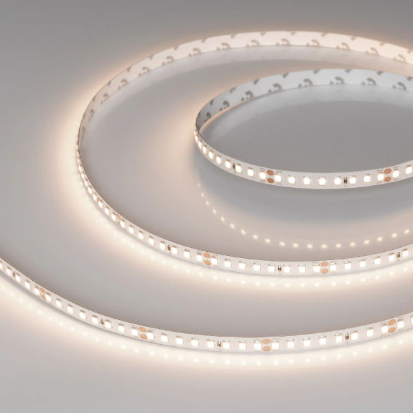 Светодиодная лента RT-A160-8mm 24V Warm3500 (12 W/m, IP20, 2835, 5m) (Arlight, высок.эфф.150 лм/Вт) 028560(2)