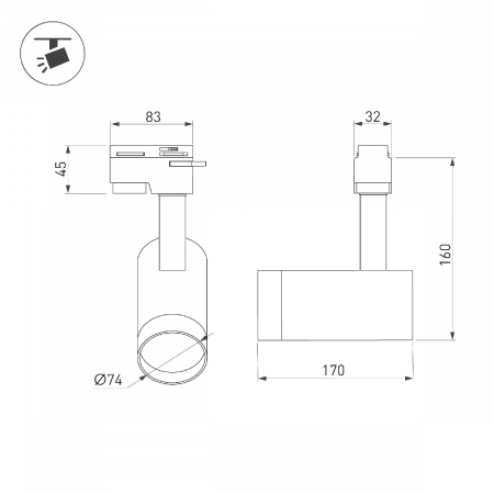 Светильник LGD-GERA-4TR-R74-20W Warm3000 (WH, 24 deg, 230V) (Arlight, IP20 Металл, 5 лет) 024595(1)