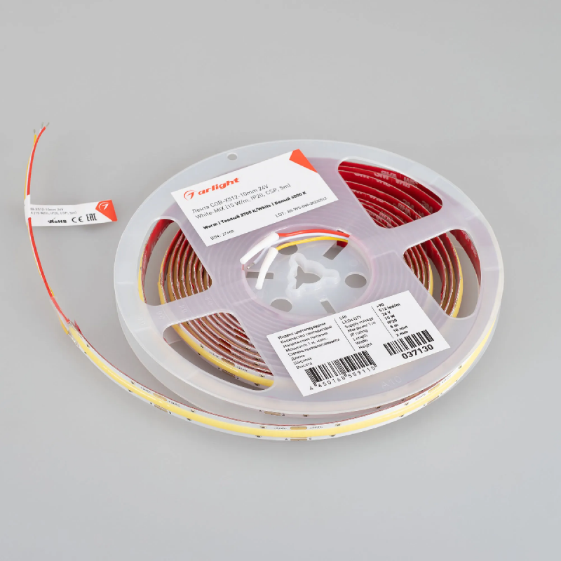 Светодиодная лента COB-X512-10mm 24V White-MIX (15 W/m, IP20, CSP, 5m) (Arlight, 5 лет) 037130