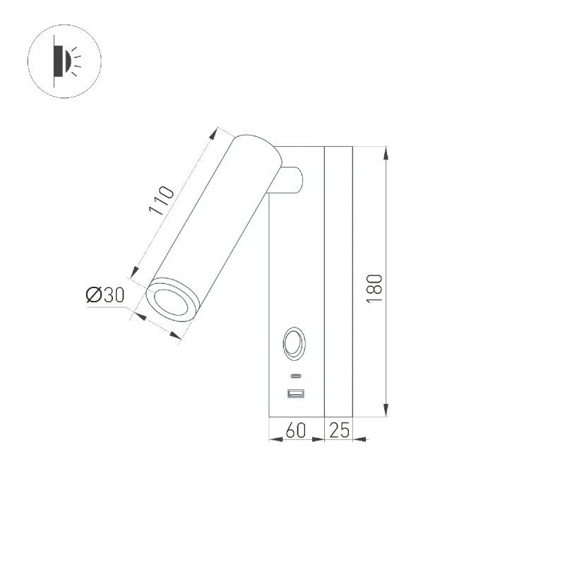 Светильник SP-BED-CHARGE-S60x125-3W Warm3000 (WH, 20 deg, 230V, USB-A, USB-C) (Arlight, IP20 Металл, 3 года) 031394(1)