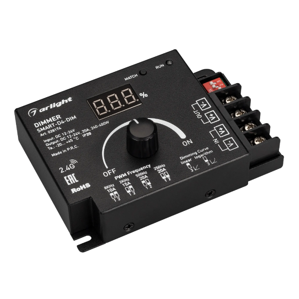 Диммер SMART-D4-DIM (12-24V, 1x20A. 2.4G) (Arlight, IP20 Металл, 5 лет) 028174