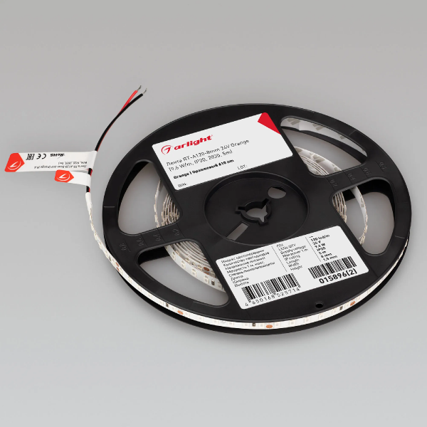 Светодиодная лента RT-A120-8mm 24V Orange (9.6 W/m, IP20, 2835, 5m) (Arlight, -) 015896(2)