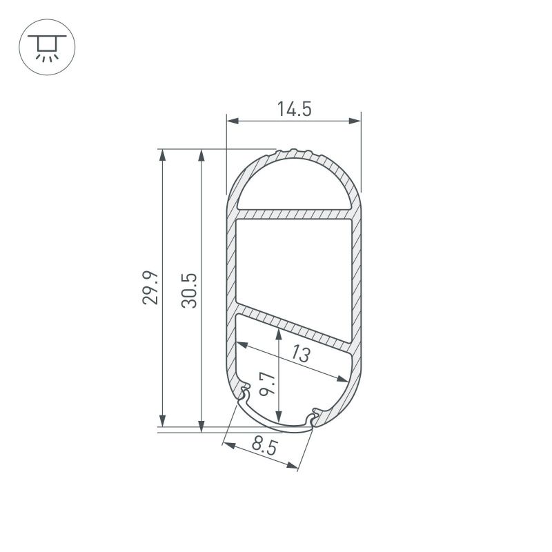 Профиль WARDROBE-1530-2000 ANOD (Arlight, Алюминий) 050153