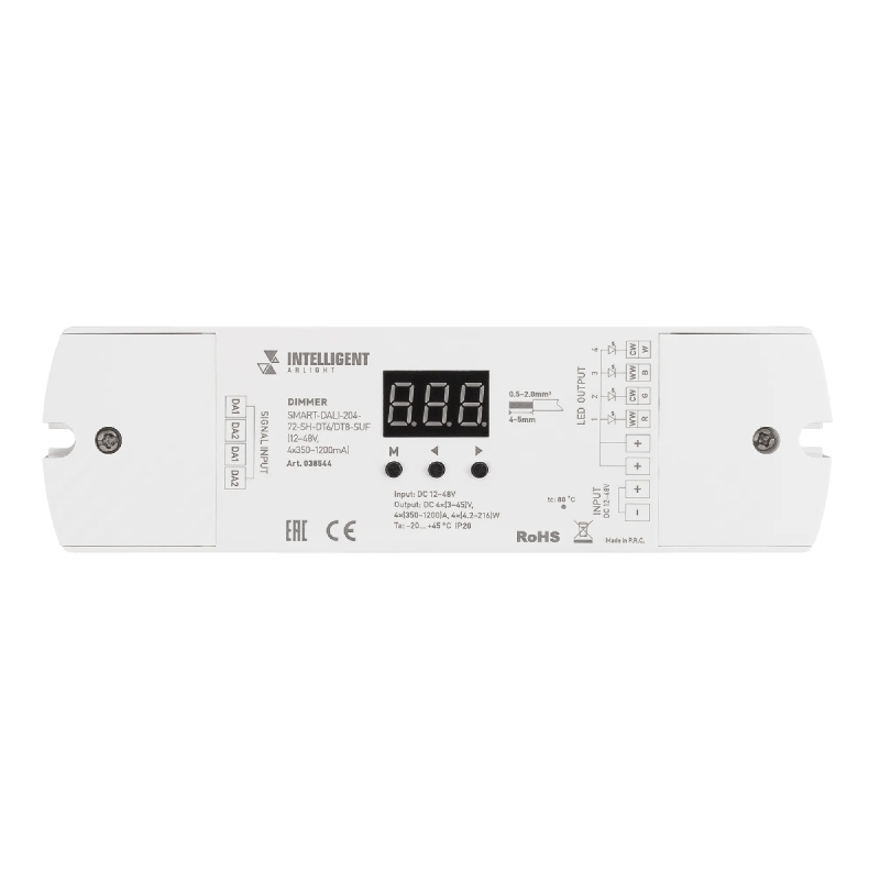 INTELLIGENT ARLIGHT Диммер SMART-DALI-204-72-SH-DT6/DT8-SUF (12-48V, 4x350-1200mA) (IARL, IP20 Пластик, 5 лет) 038544