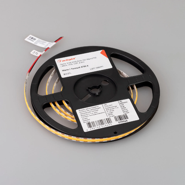 Светодиодная лента COB-X400-8mm 12V Warm2700 (9 W/m, IP20, CSP, 2.5m) (Arlight, -) 039046