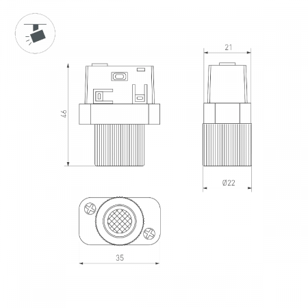 Светильник MAG-ORIENT-BABY-R22-2W Day4000 (BK, 24 deg, 48V) (Arlight, IP20 Металл, 5 лет) 046621