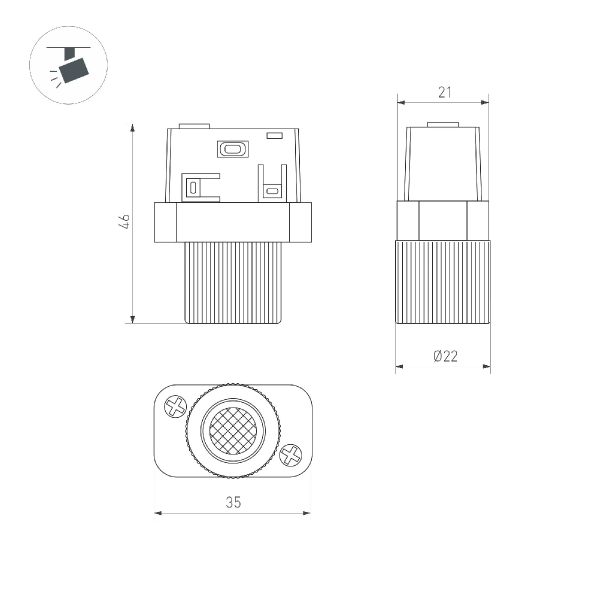 Светильник MAG-ORIENT-BABY-R22-2W Day4000 (BK, 24 deg, 48V) (Arlight, IP20 Металл, 5 лет) 046621