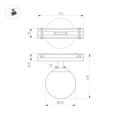 Светильник MAG-VIBE-SFERO-R120-6W Warm3000 (BK, 235 deg, 48V) (Arlight, IP20 Металл, 5 лет) 044457