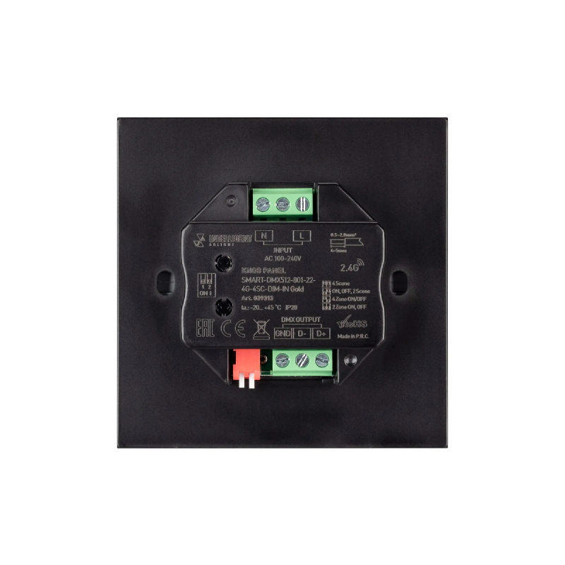 INTELLIGENT ARLIGHT Кнопочная панель SMART-DMX512-801-22-4G-4SC-DIM-IN Gold (230V, 2.4G) (IARL, IP20 Пластик, 5 лет) 039313