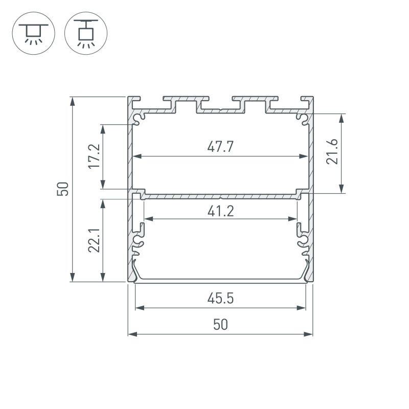 Профиль LINE-M-5050-2000 WHITE (Arlight, Алюминий) 062210