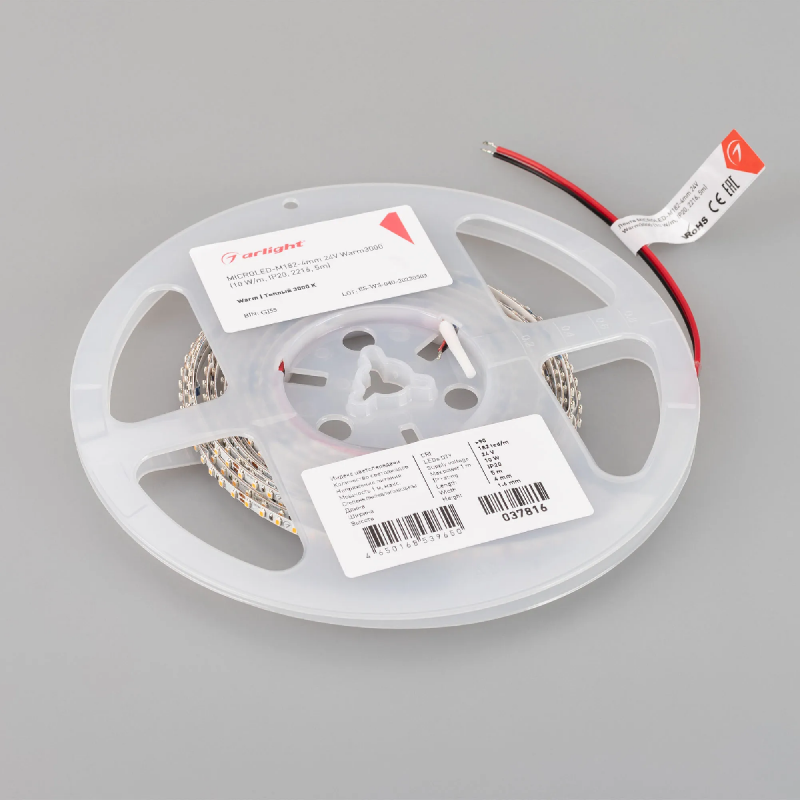 Светодиодная лента MICROLED-M182-4mm 24V Warm3000 (10 W/m, IP20, 2216, 5m) (Arlight, узкая) 037816