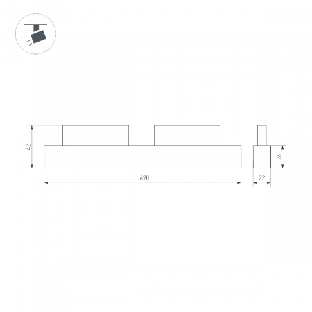 Светильник MAG-ORIENT-FLAT-L690-24W Day4000 (BK, 80 deg, 48V, DALI) (Arlight, IP20 Металл, 5 лет) 035568