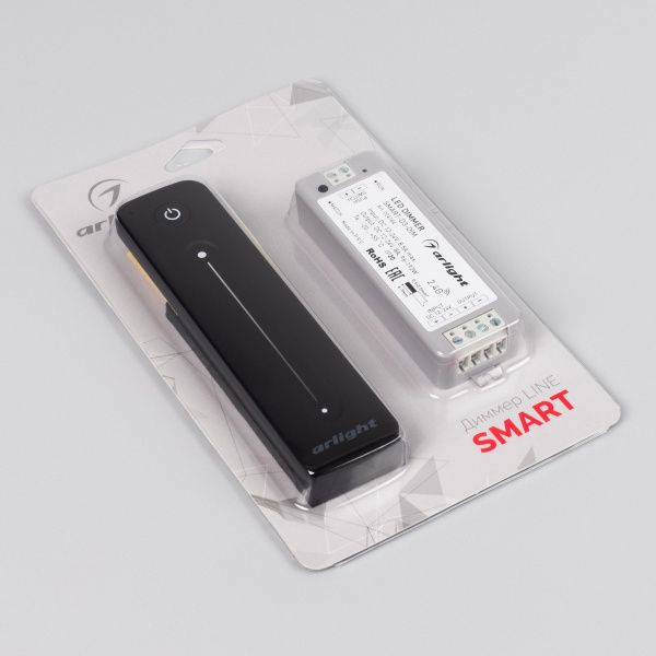 Диммер SMART-DIM-SET-LINE (12-24V, 1x8A, ПДУ 2.4G) (Arlight, IP20 Пластик, 5 лет) 034794